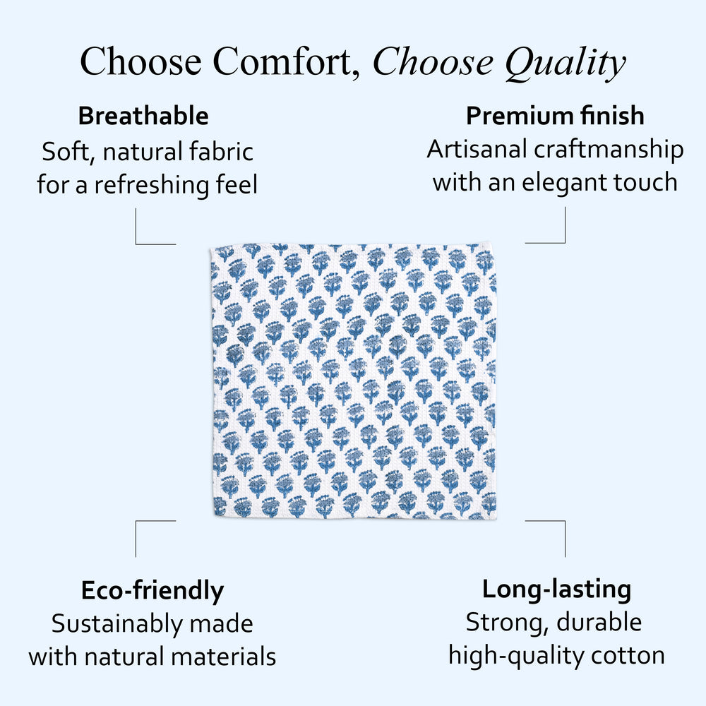 Hand Block Printed Waffle Kitchen Towels – Apatite Blue
