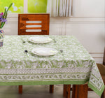 Olive Green Block Printed Tablecloth