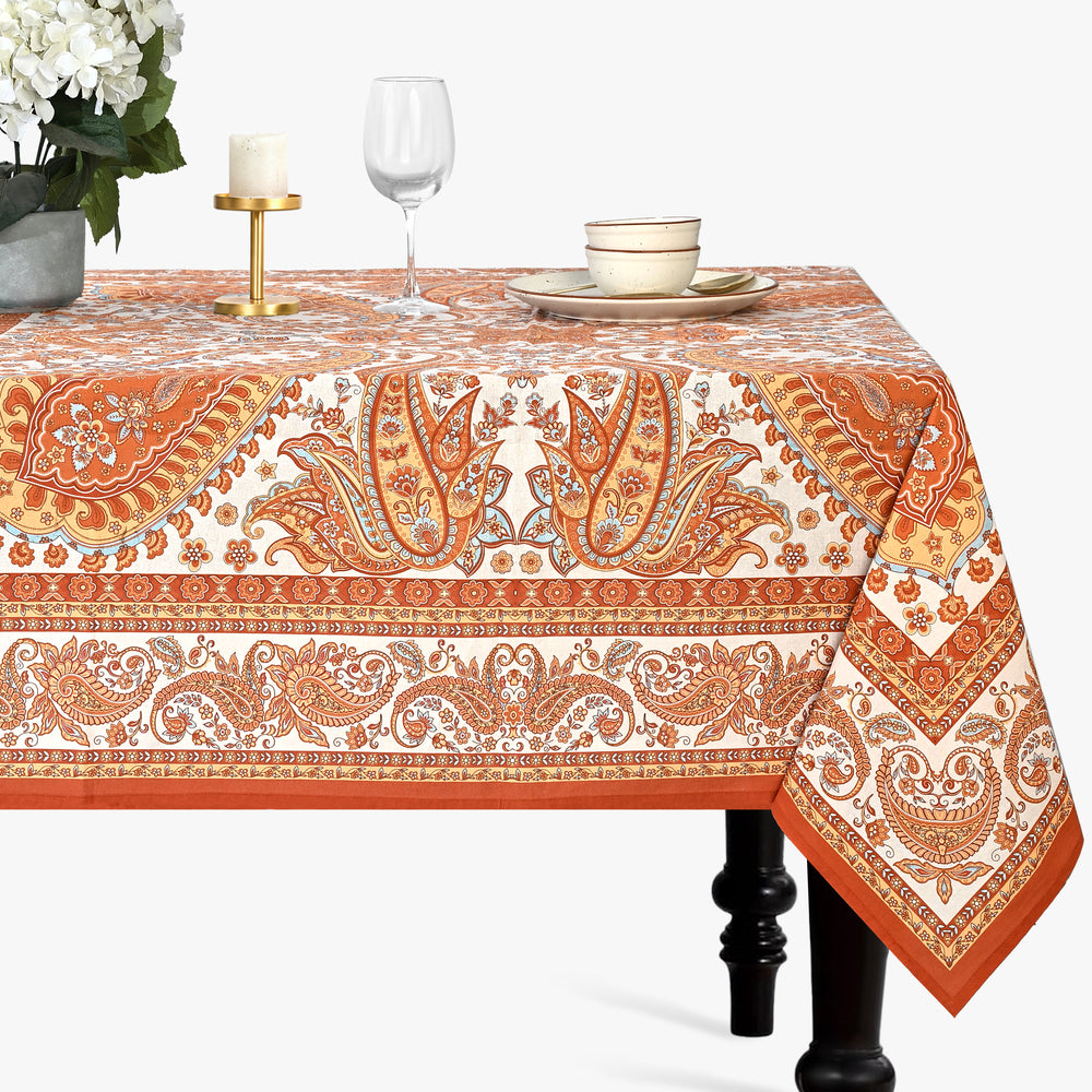 Cotton Printed Tablecloth - Fall Paisley