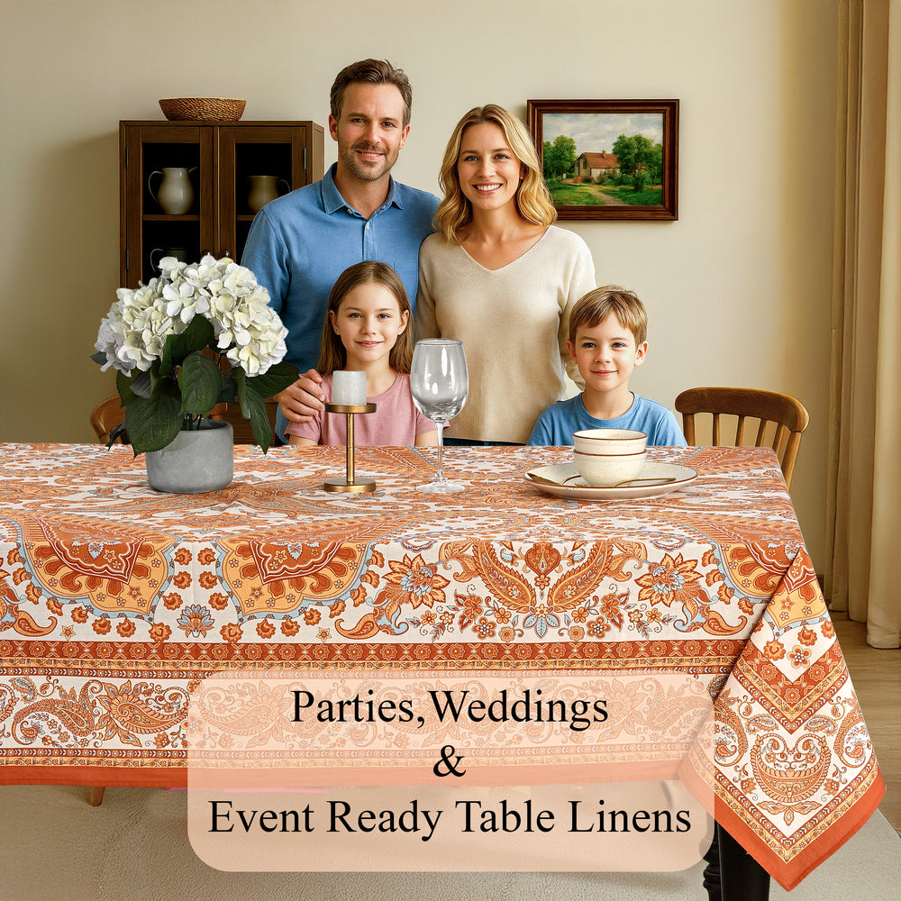 Cotton Printed Tablecloth - Fall Paisley