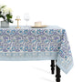 Indigo Blue 100% Cotton Tablecloth on Grand Millennial Table features handmade, indian block printing, machine washable