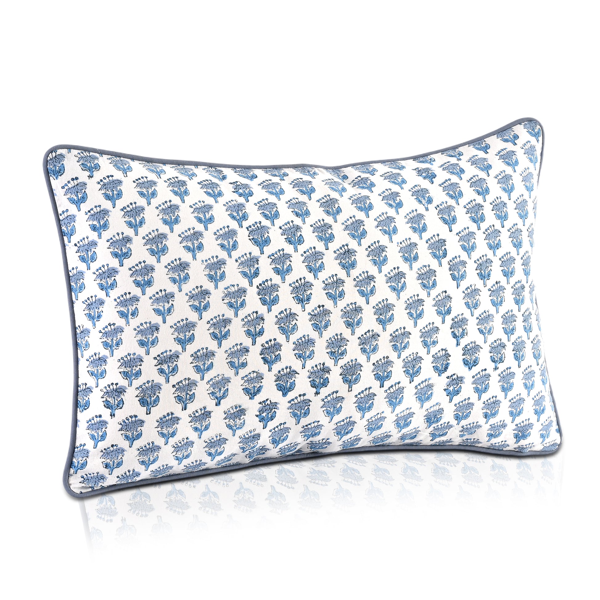 Piping Throw Pillow Covers - Apatite Blue