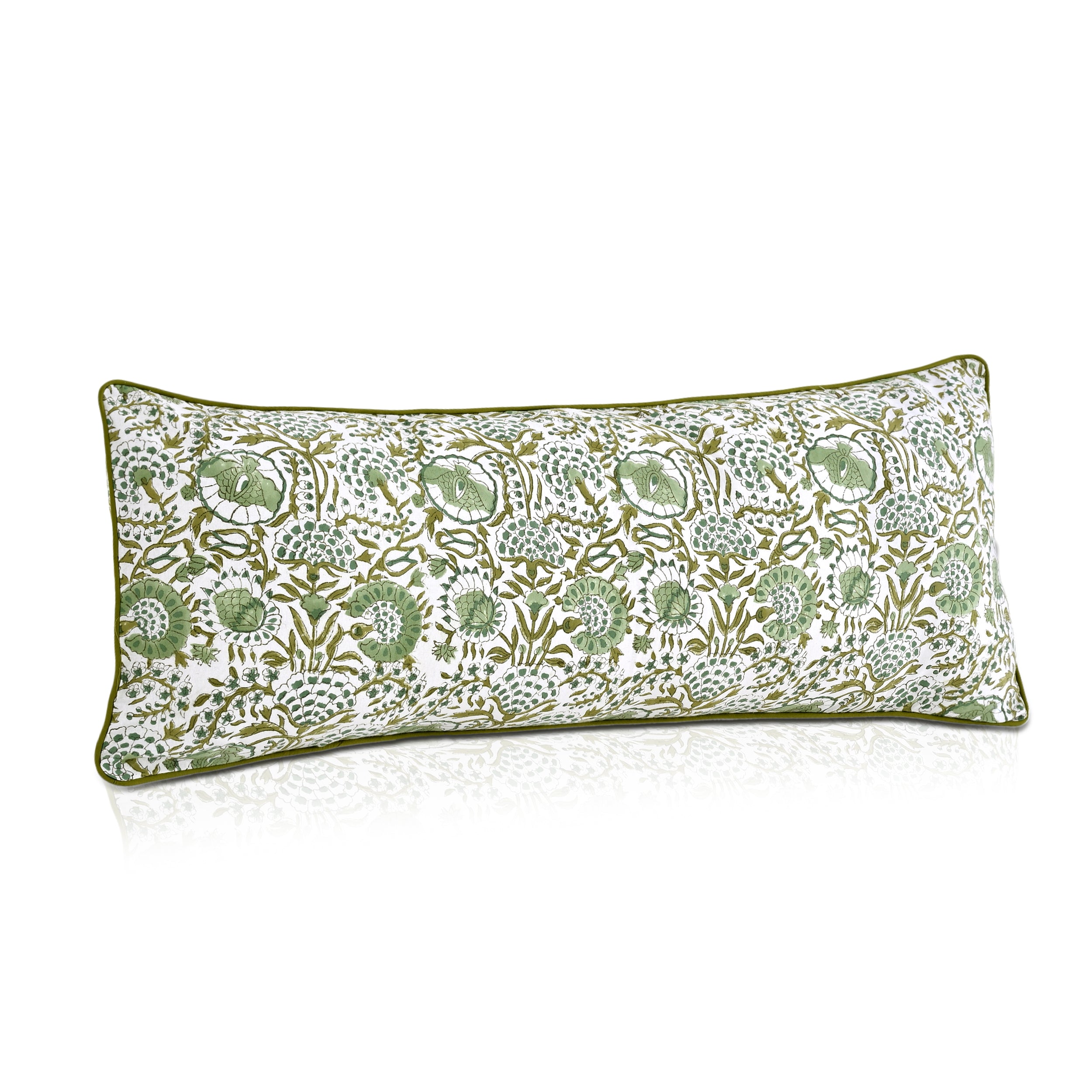 Cotton Piping Sham Cover - Agate Green