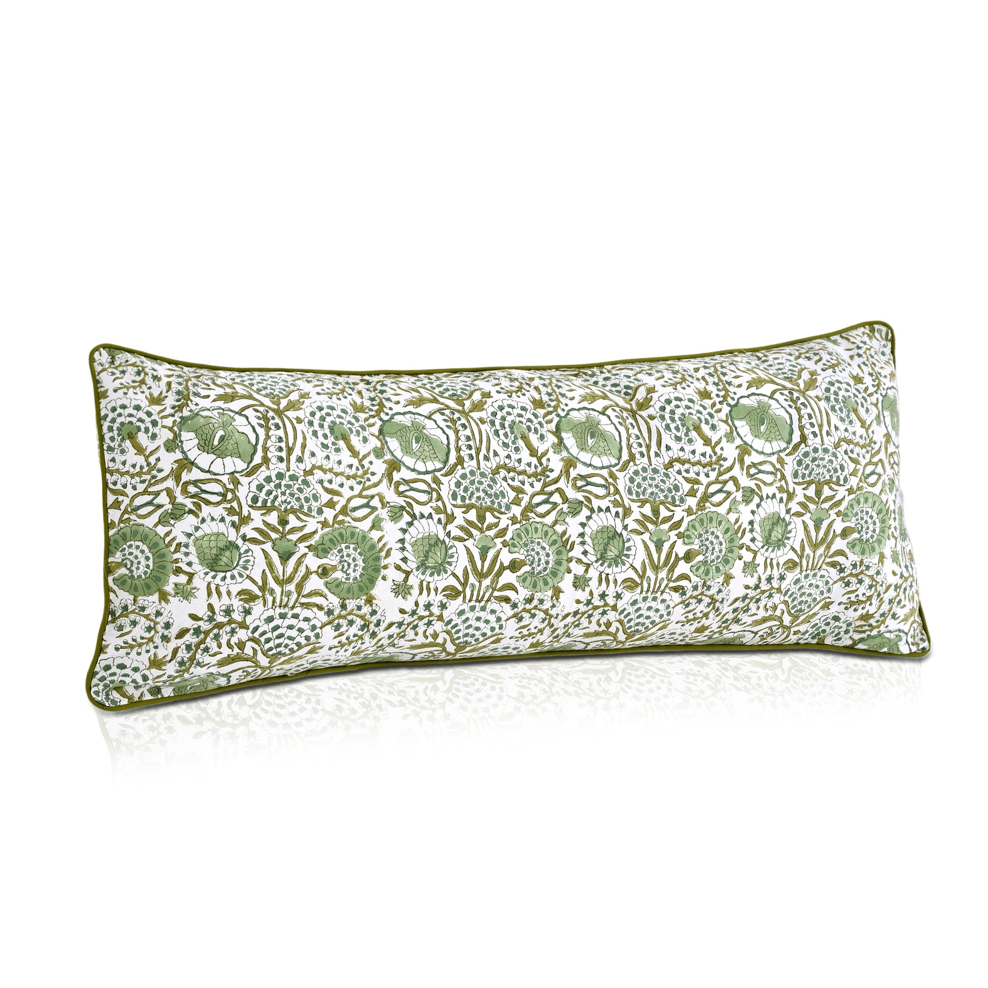 Cotton Piping Sham Cover - Agate Green
