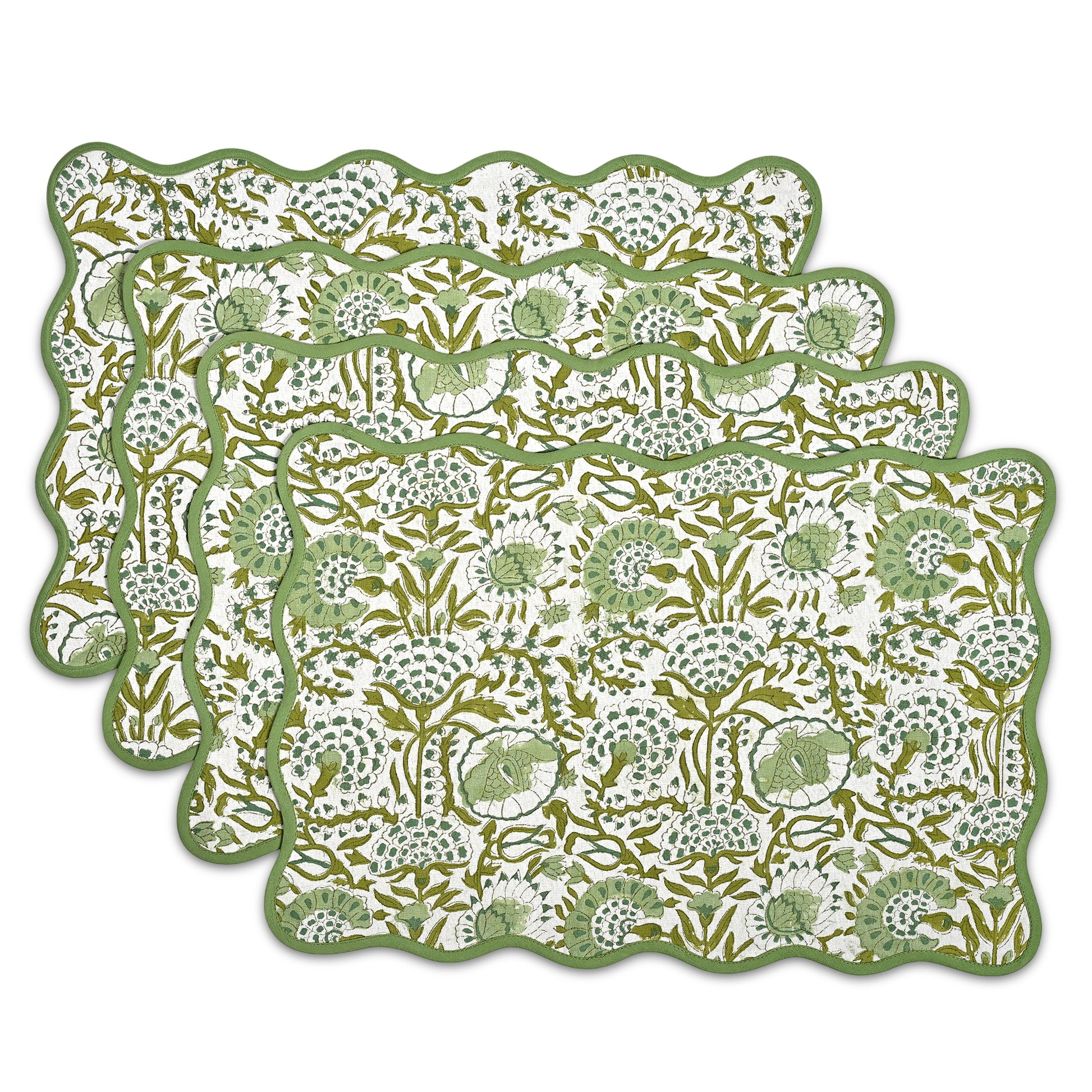 Rectangle 100% Cotton Reversible Placemat Set – Agate Green