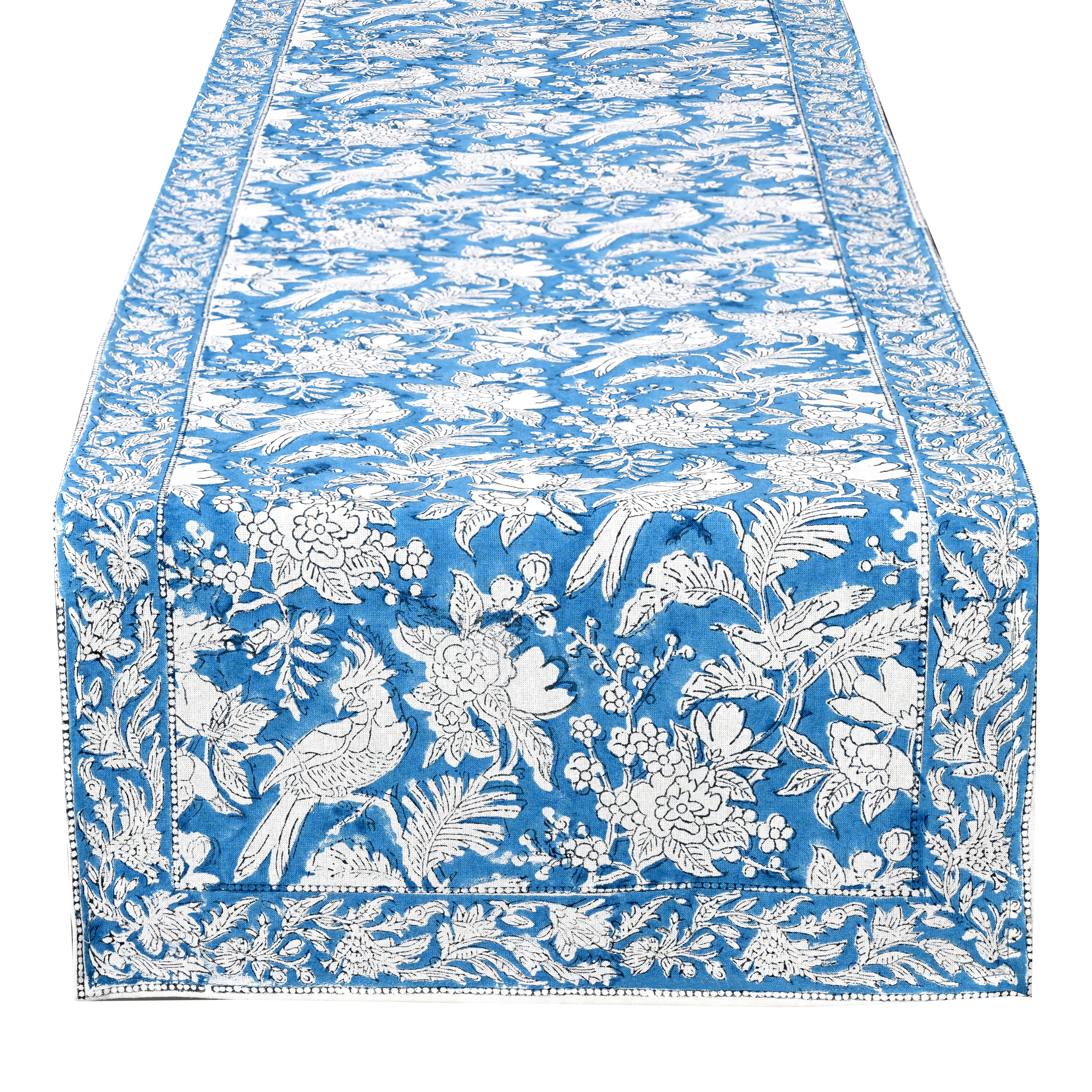 Cotton Block Print Table Runner - Blue Sapphire