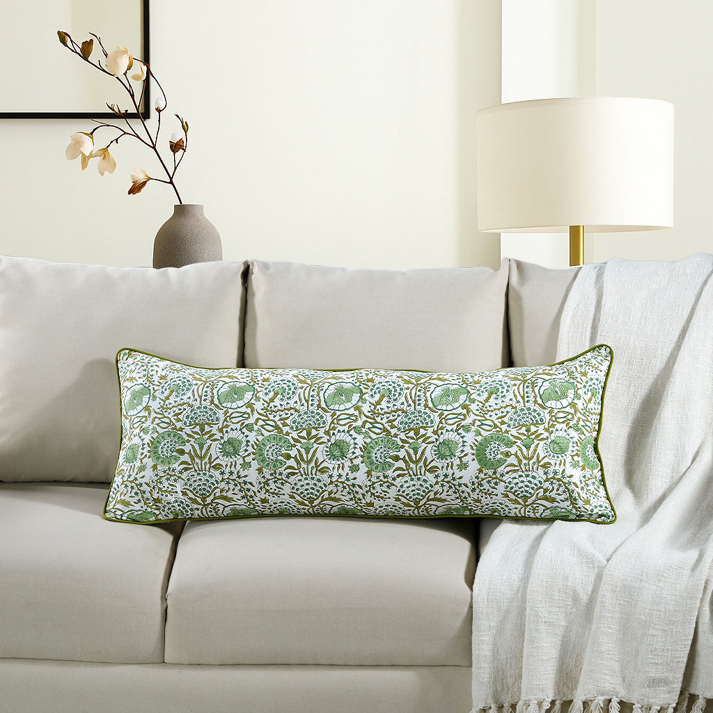 Cotton Piping Sham Cover - Agate Green