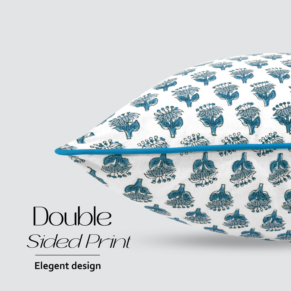 Piping Throw Pillow Covers - Apatite Blue