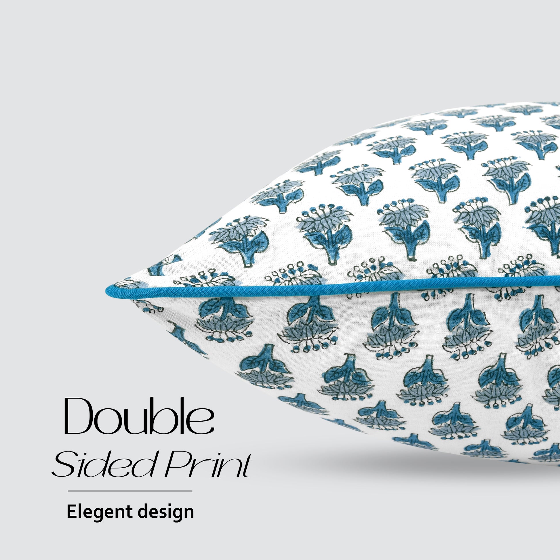 Piping Throw Pillow Covers - Apatite Blue