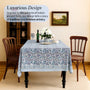 Indigo Blue 100% Cotton Tablecloth on Grand Millennial Table features handmade, indian block printing, machine washable