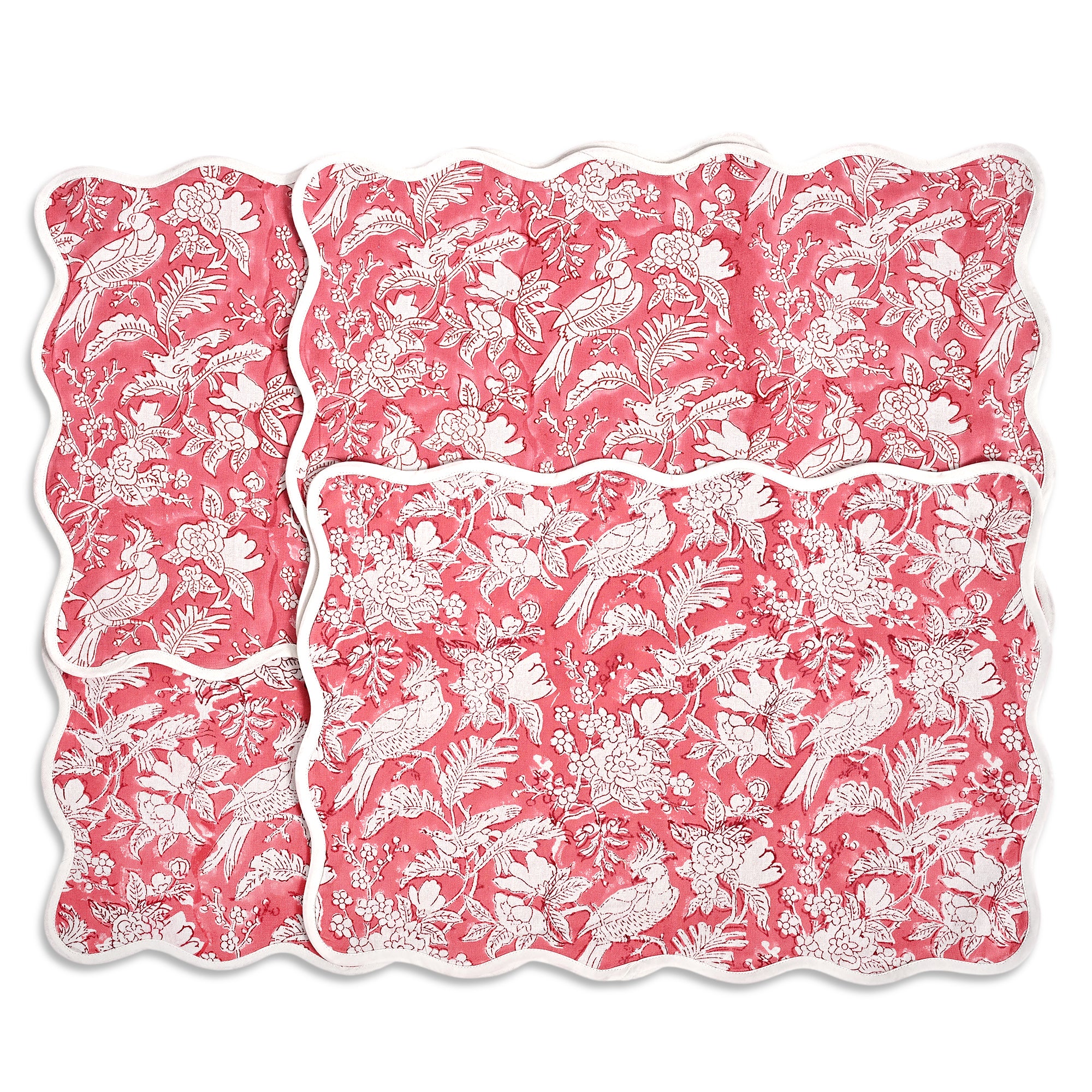Rectangle 100% Cotton Reversible Placemat Set – Pink Coral