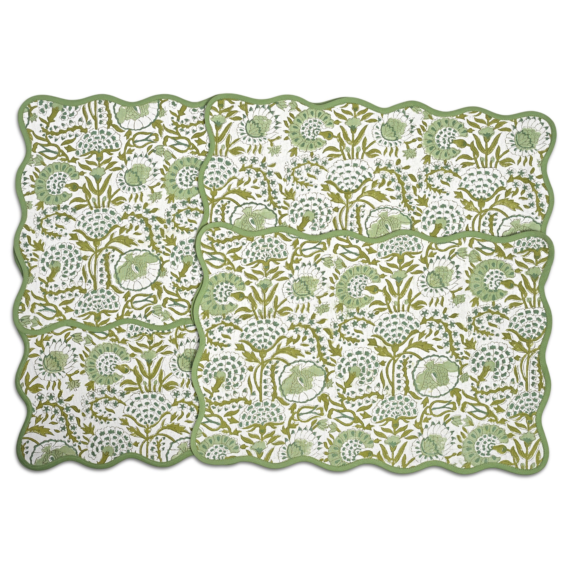 Rectangle 100% Cotton Reversible Placemat Set – Agate Green
