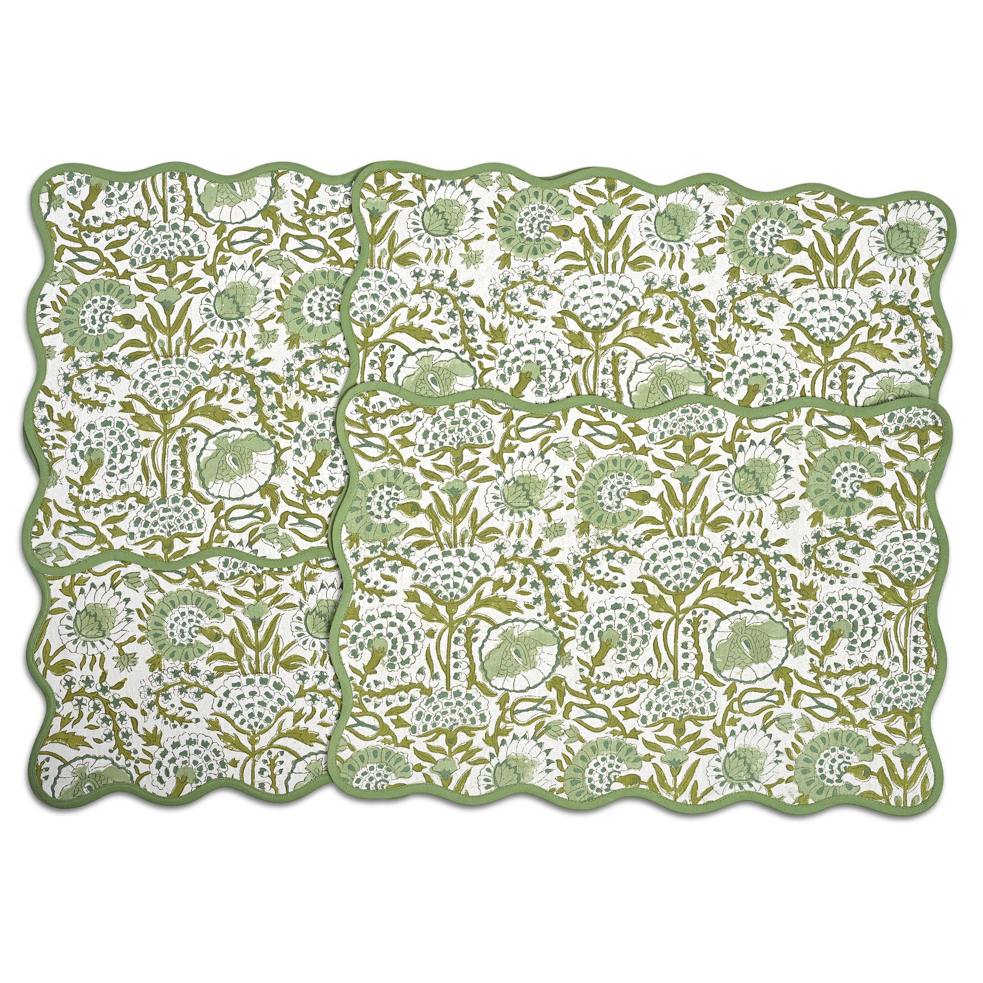 Rectangle 100% Cotton Reversible Placemat Set – Agate Green