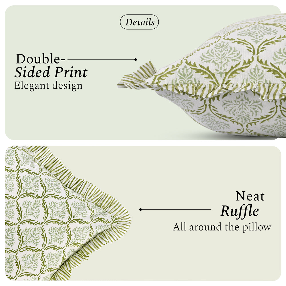 Cotton Ruffle Sham Cover - Fern Regal