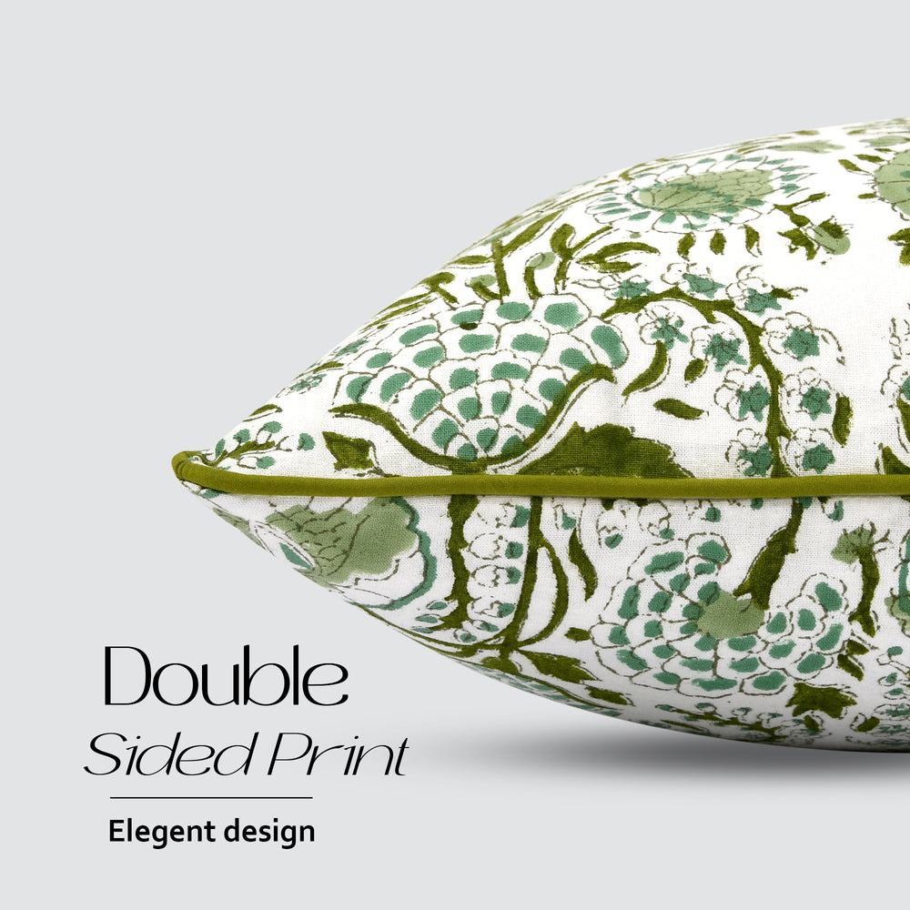 Cotton Piping Sham Cover - Agate Green