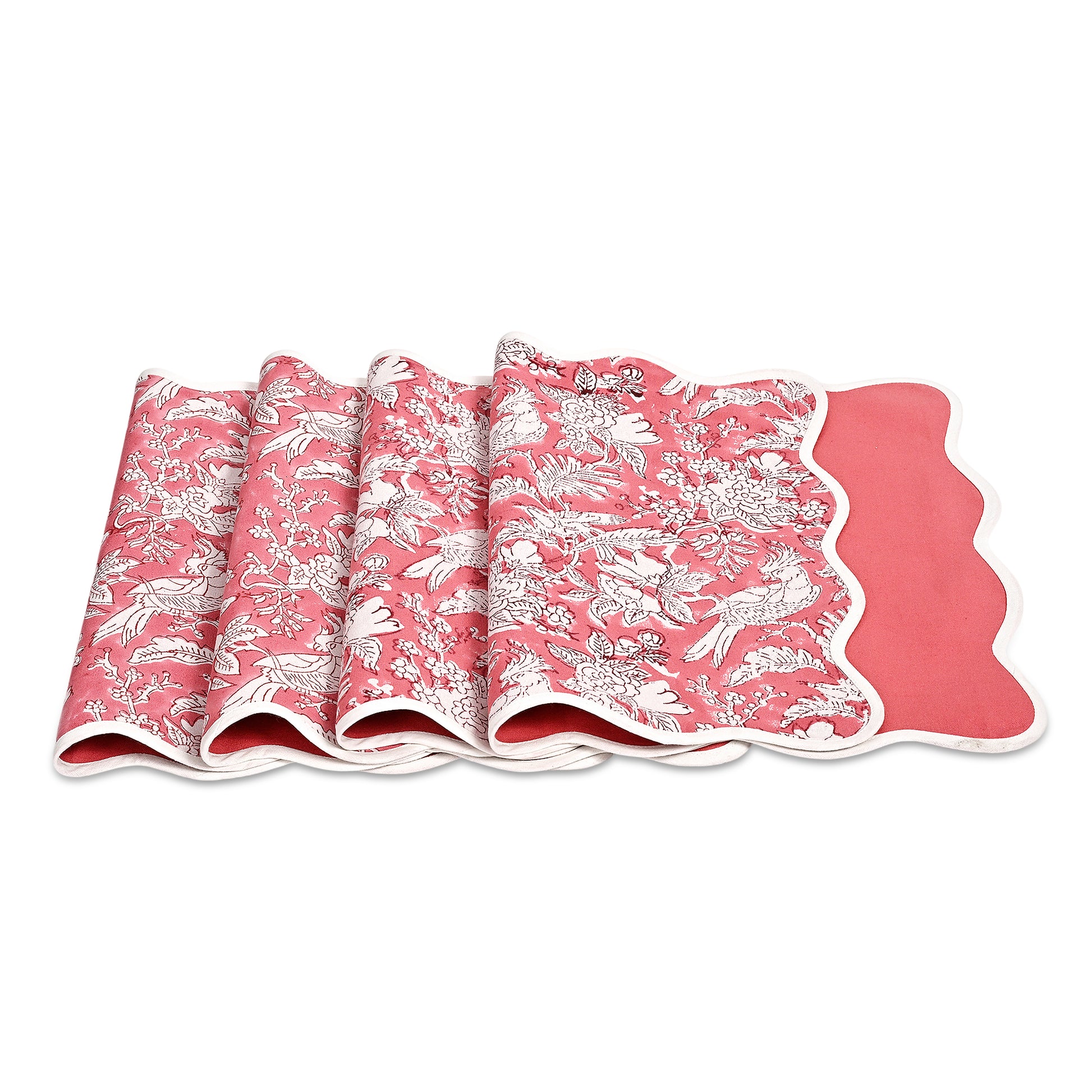 Rectangle 100% Cotton Reversible Placemat Set – Pink Coral