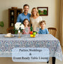 Indigo Blue 100% Cotton Tablecloth on Grand Millennial Table features handmade, indian block printing, machine washable