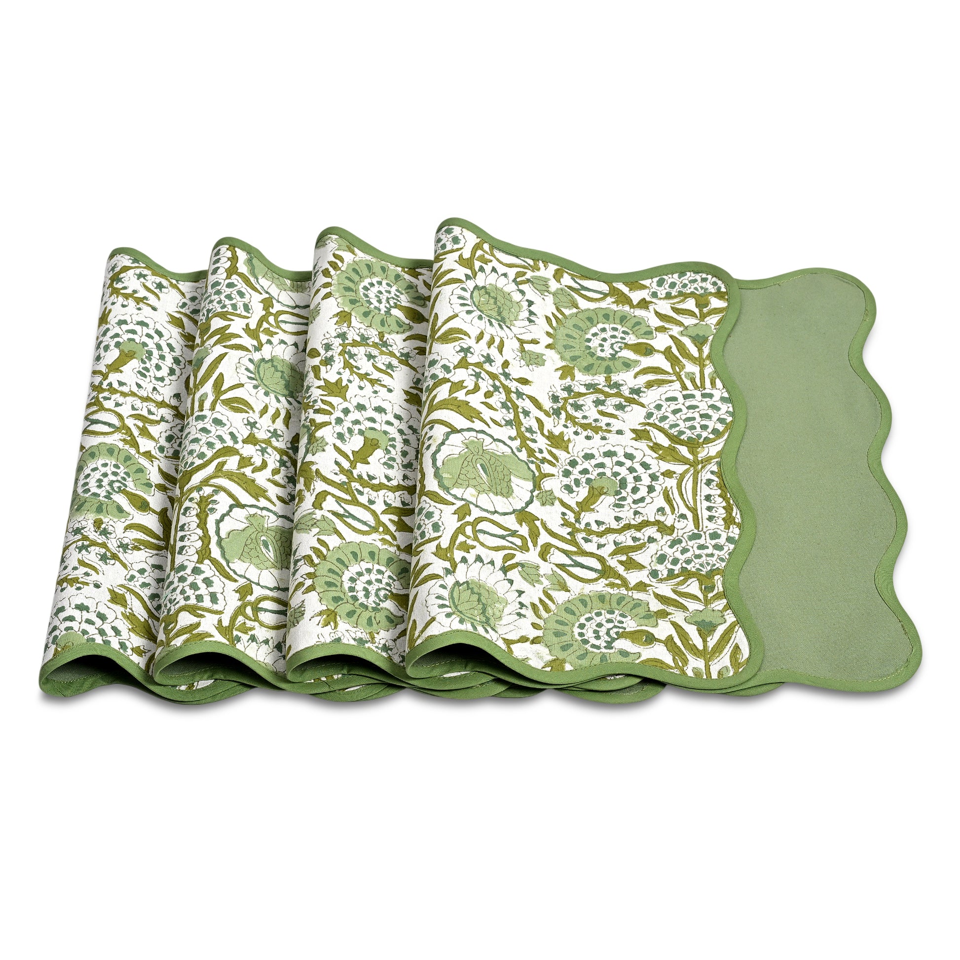 Rectangle 100% Cotton Reversible Placemat Set – Agate Green