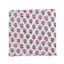flat pink and white floral napkin on white background