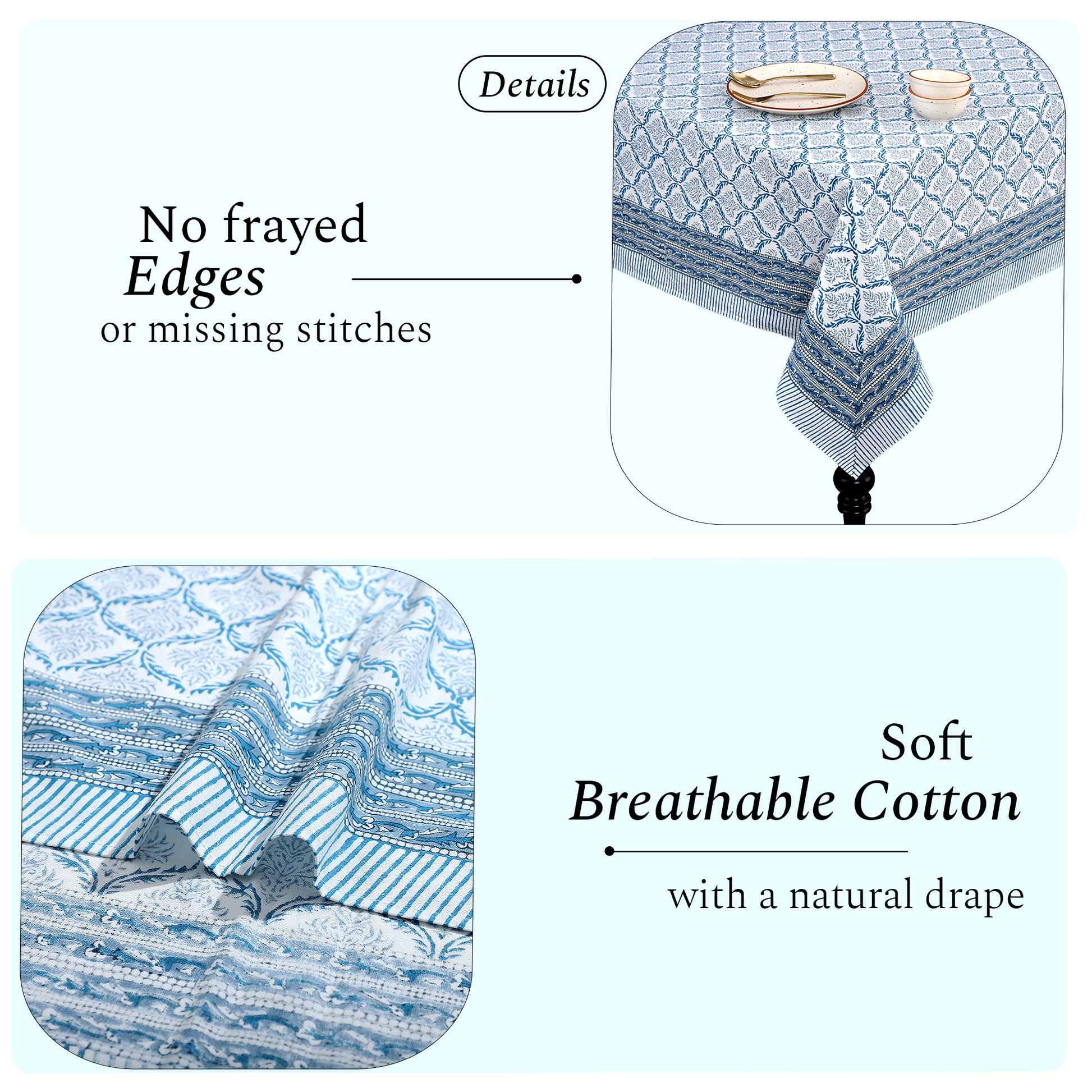 Cotton Block Print Tablecloth – Indigo Regal