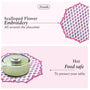 Pink sapphire scalloped cotton placemat with floral stitching