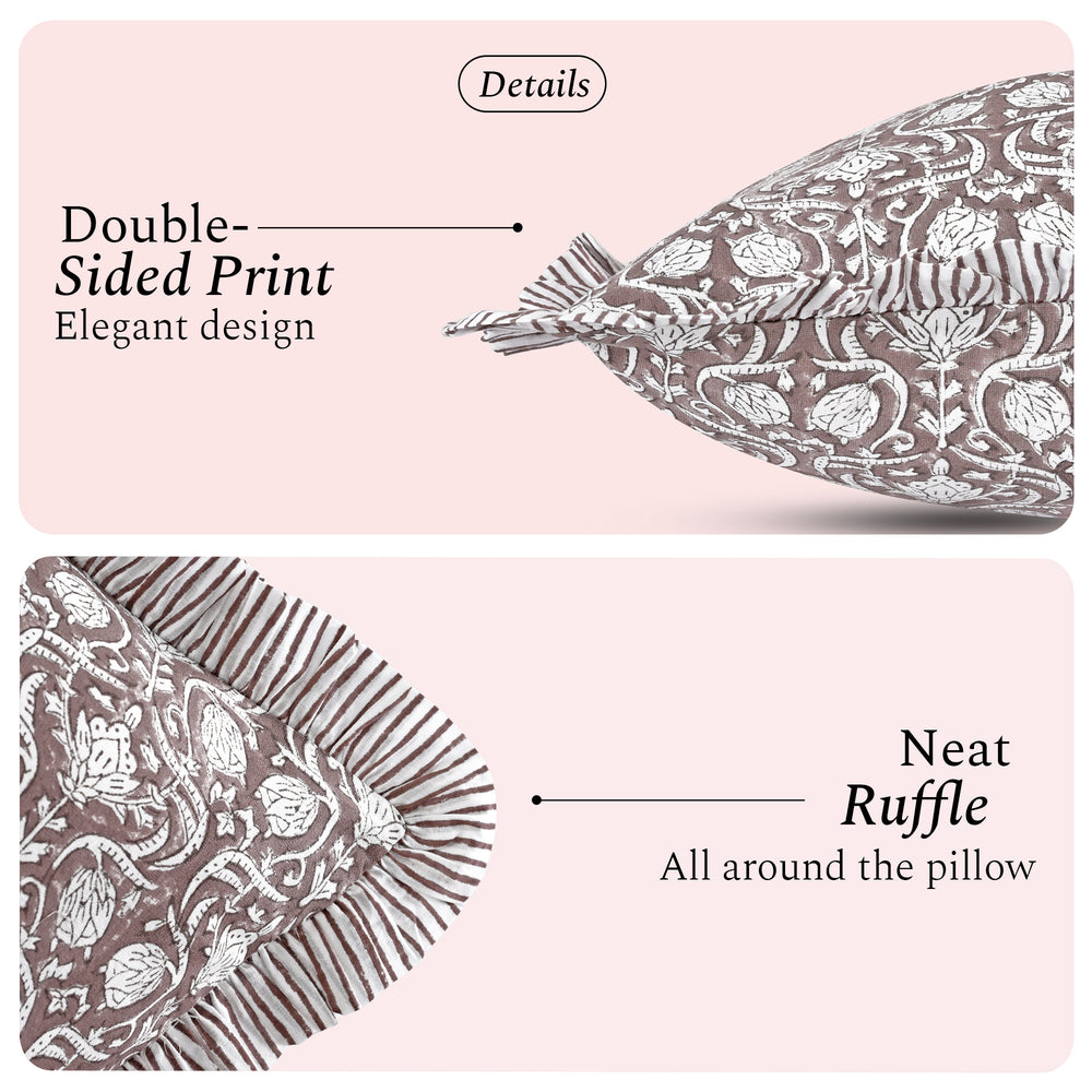 Cotton Ruffle Sham Cover - Mocha Regal