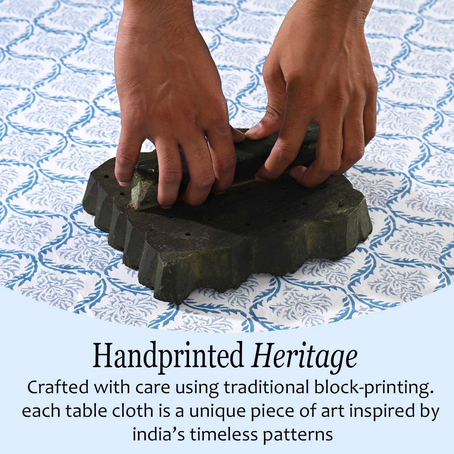 Cotton Block Print Tablecloth – Indigo Regal