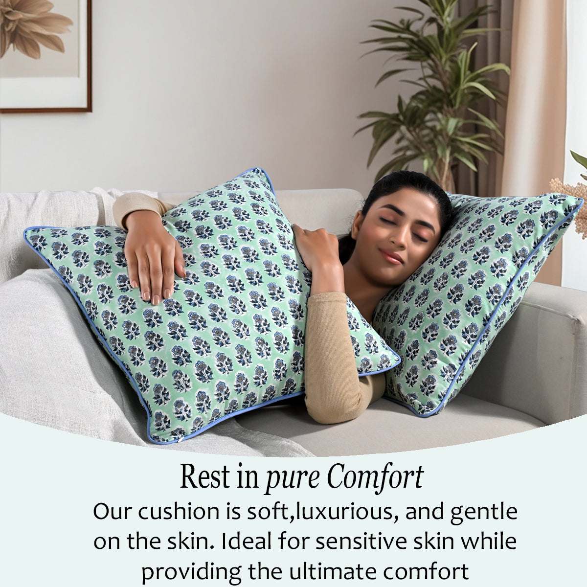 Piping Throw Pillow Covers - Poppy Blue (Set of 2)