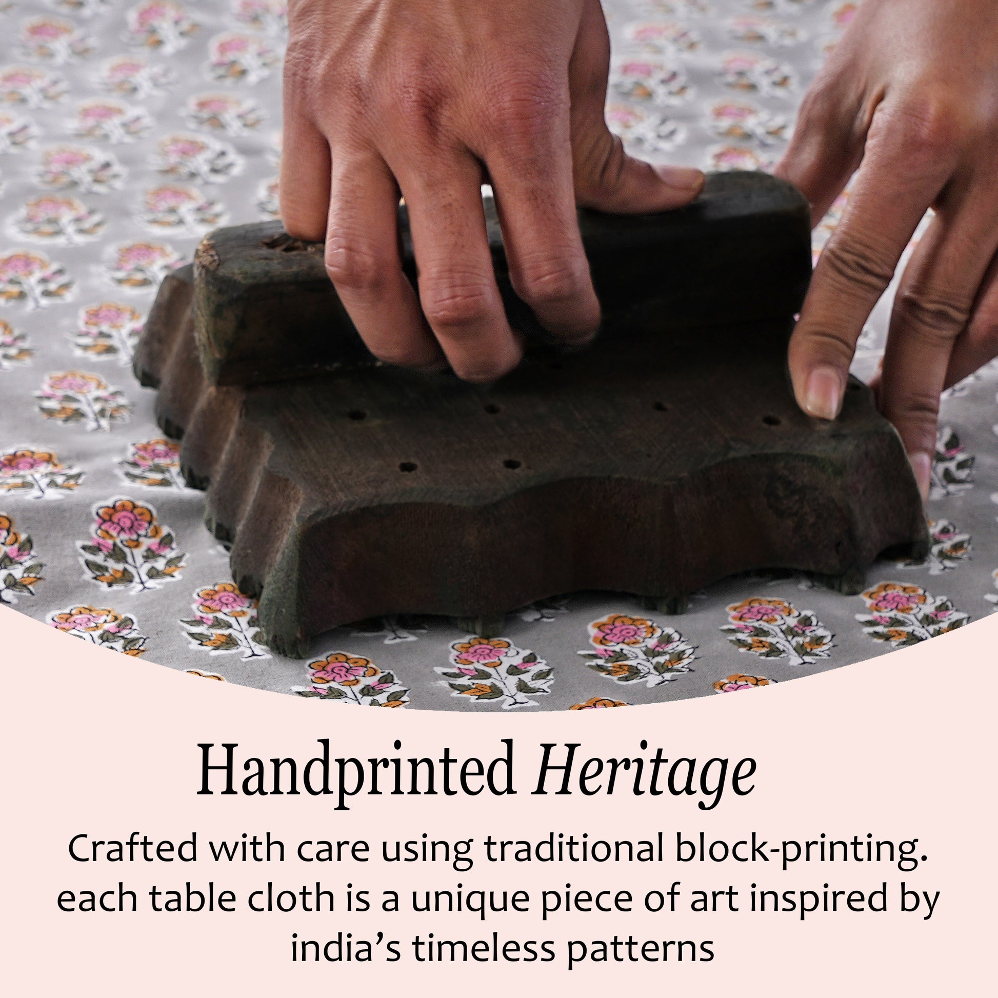 pink floral Cotton Tablecloth on Kitchen Table