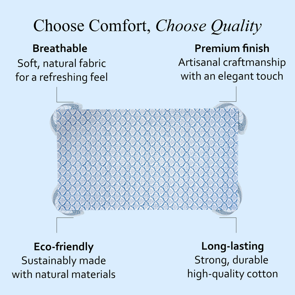 Cotton Block Print Tablecloth – Indigo Regal