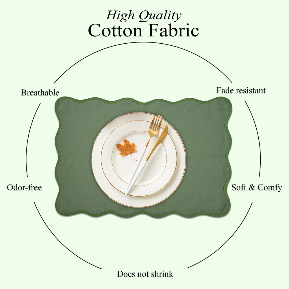 Rectangle 100% Cotton Reversible Placemat Set – Agate Green