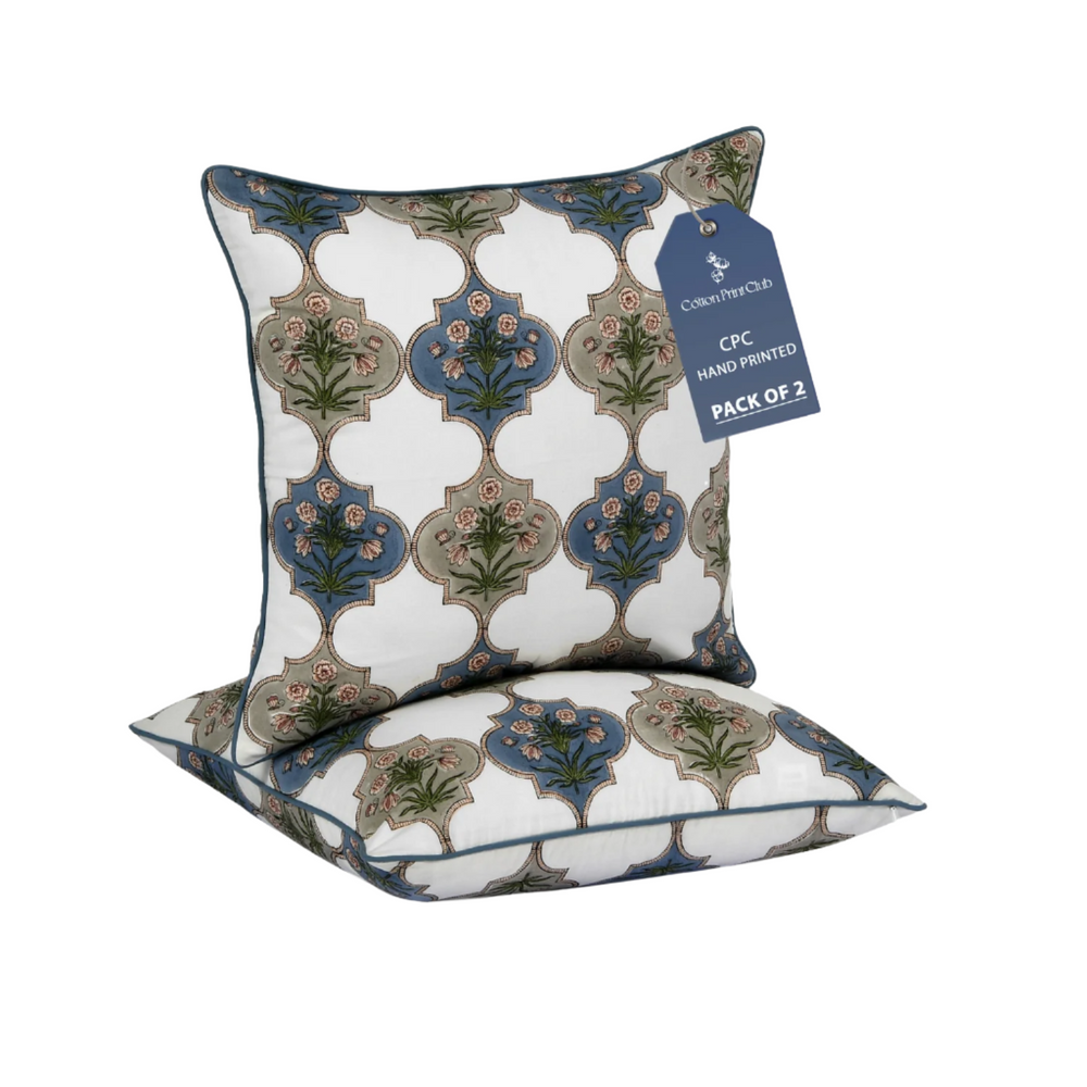 Piping Throw Pillow Covers - Tanzanite Blue (Set of 2)