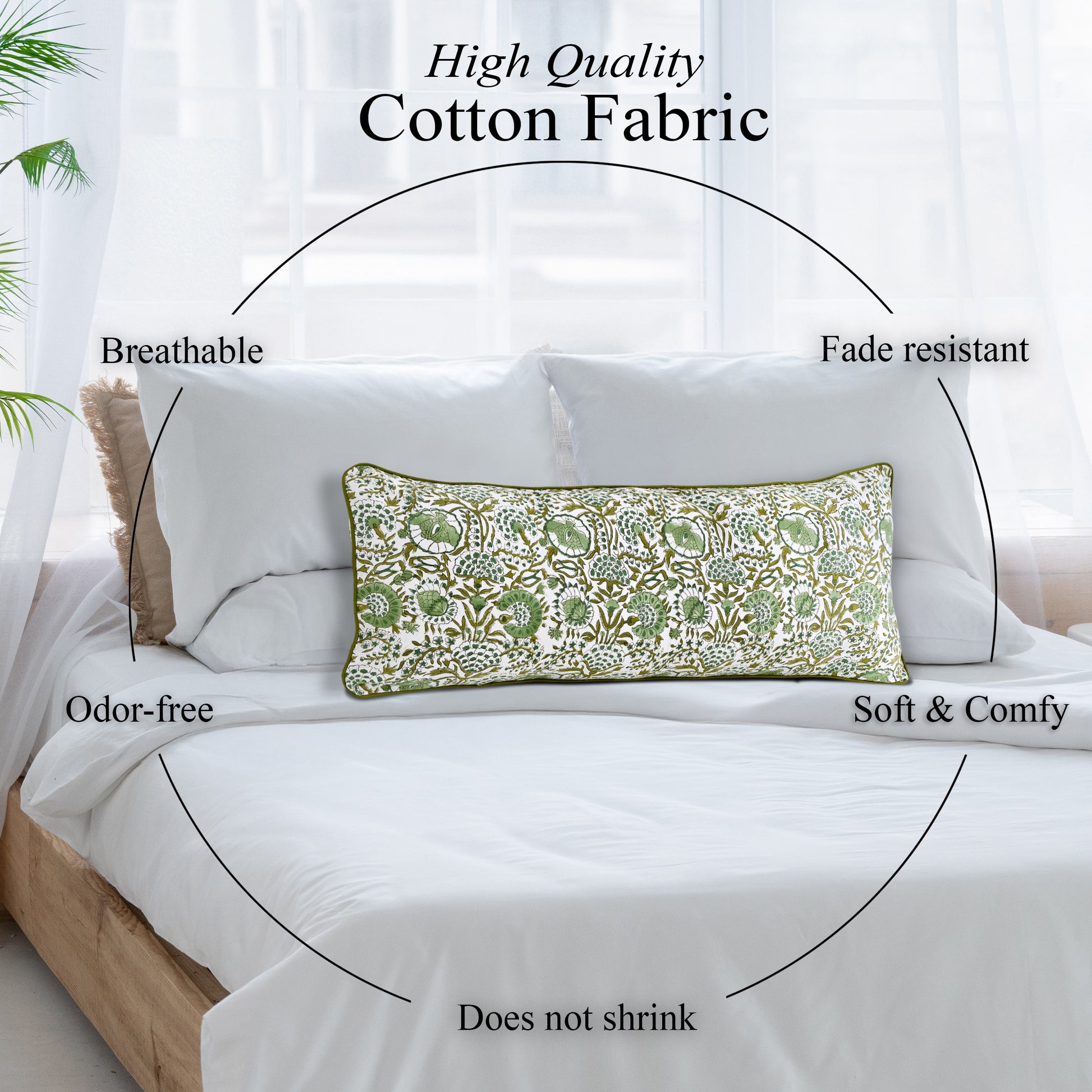 Cotton Piping Sham Cover - Agate Green