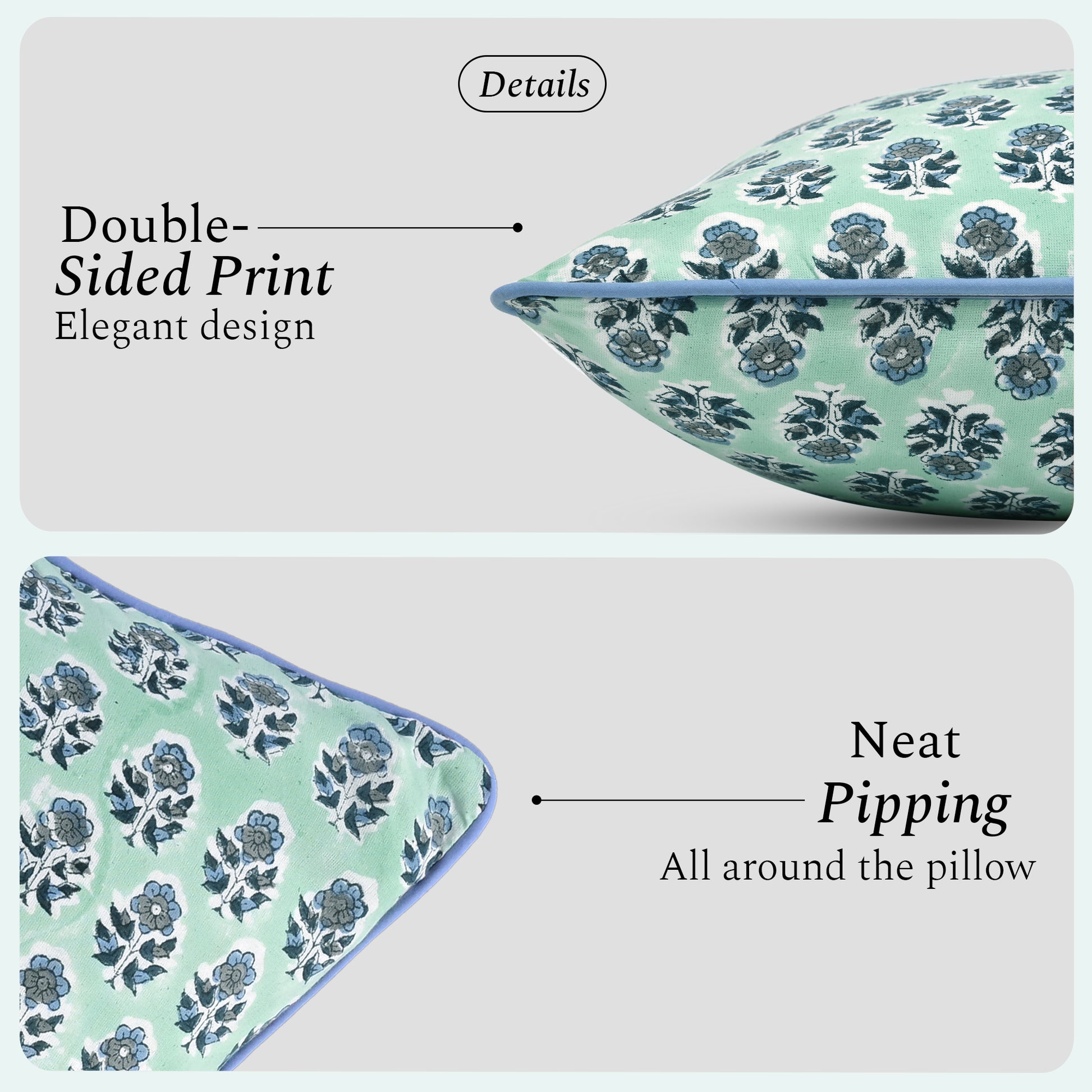 Piping Throw Pillow Covers - Poppy Blue (Set of 2)