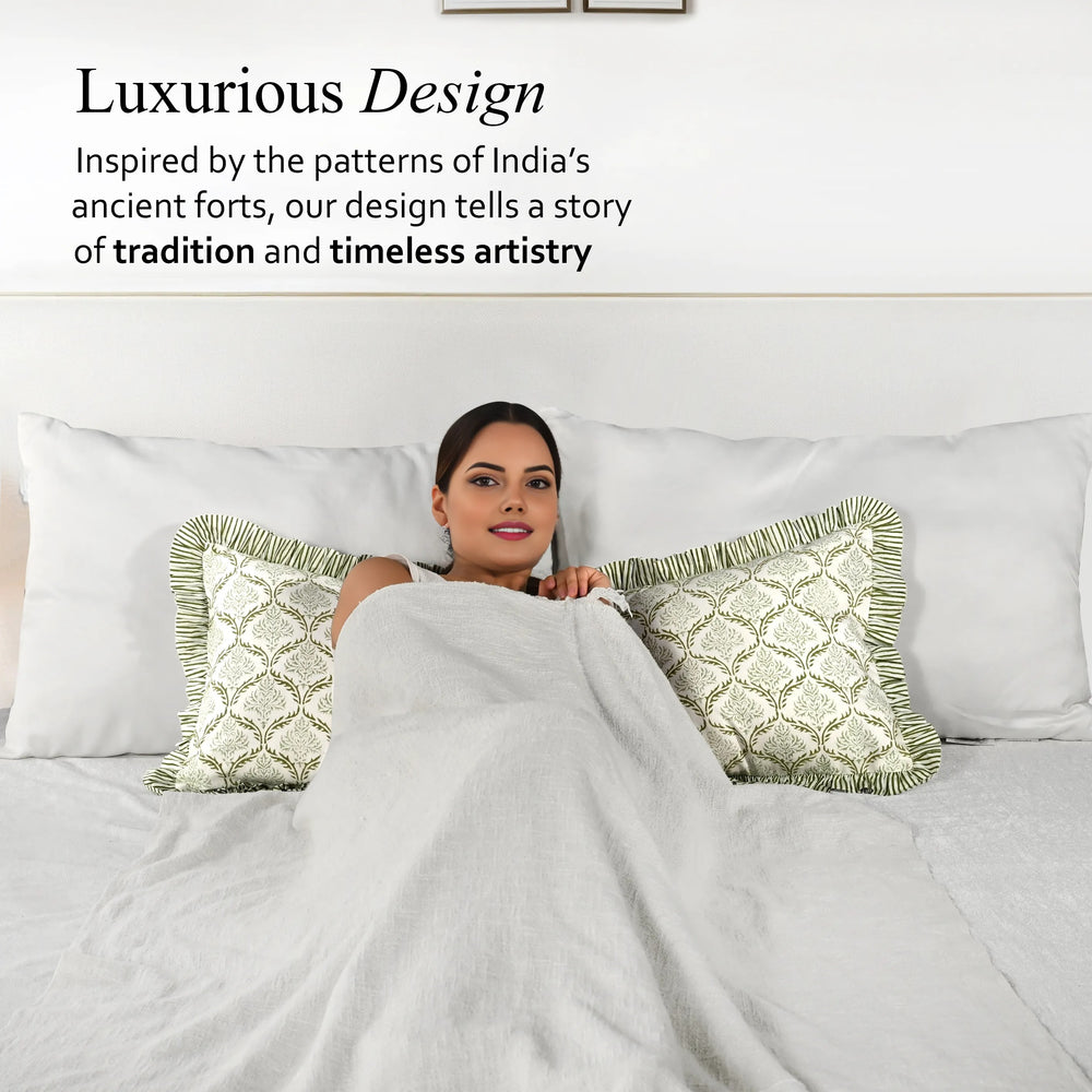 Cotton Ruffle Sham Cover - Fern Regal
