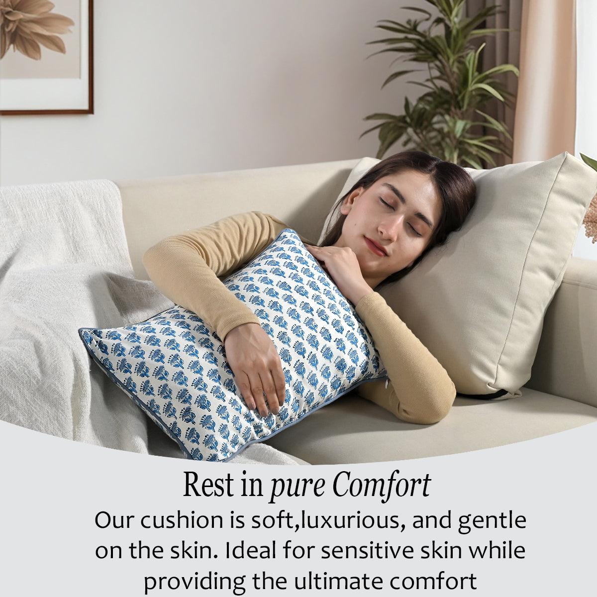 Piping Throw Pillow Covers - Apatite Blue