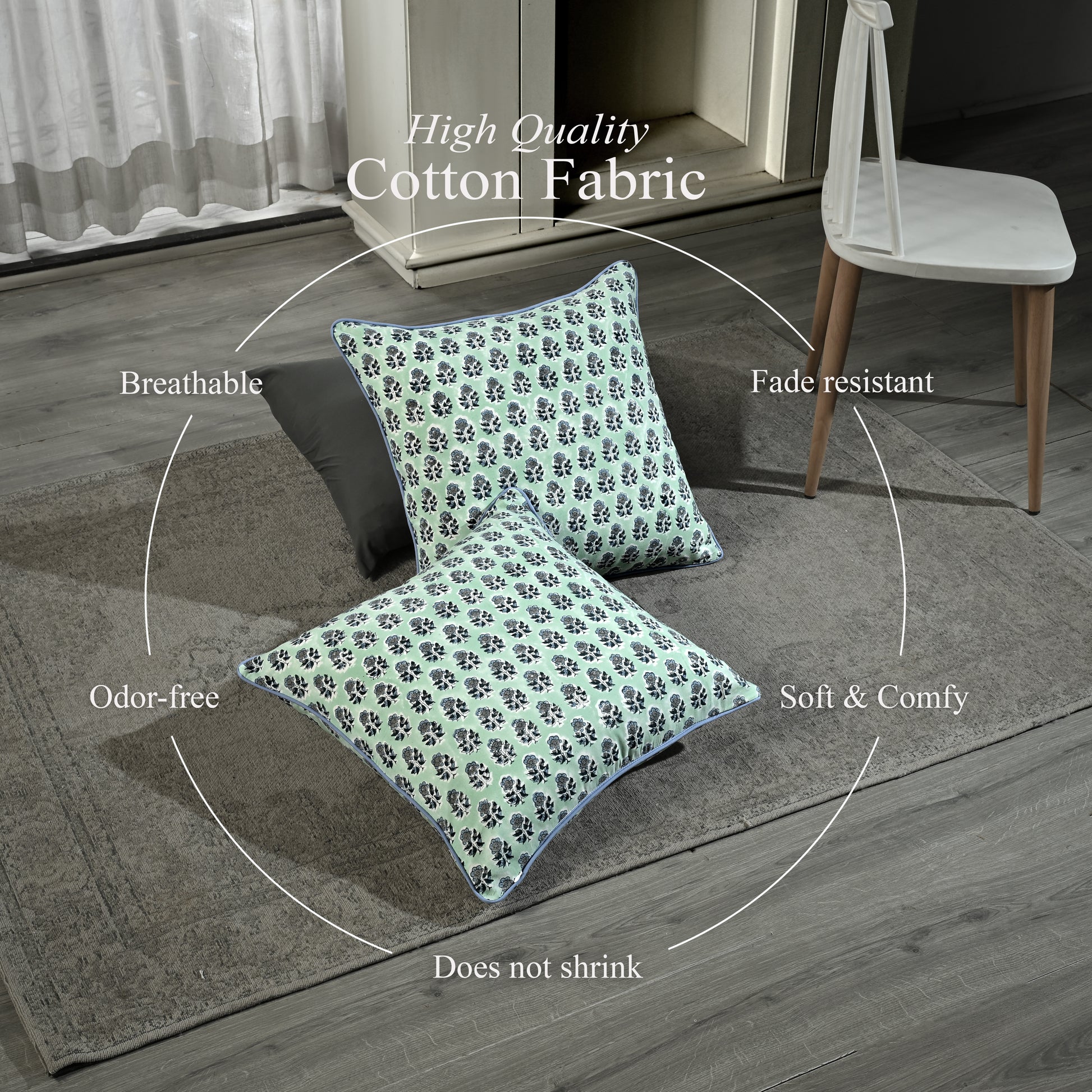 Piping Throw Pillow Covers - Poppy Blue (Set of 2)