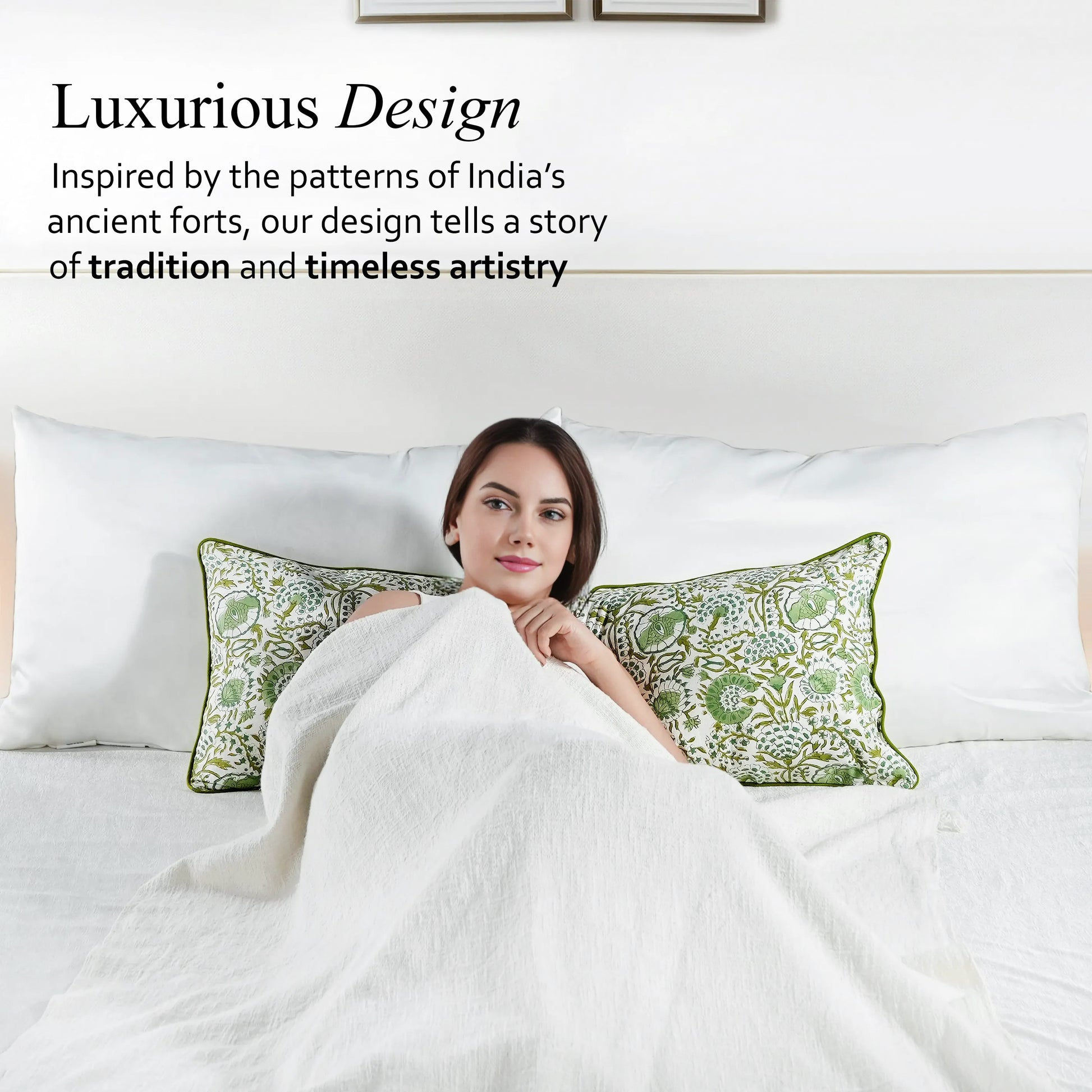 Cotton Piping Sham Cover - Agate Green