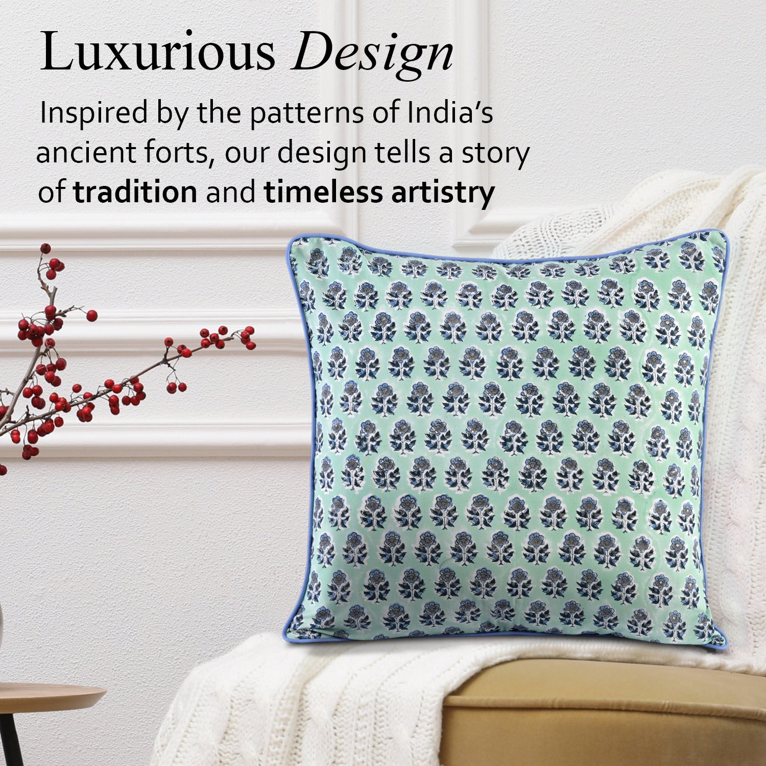 Piping Throw Pillow Covers - Poppy Blue (Set of 2)