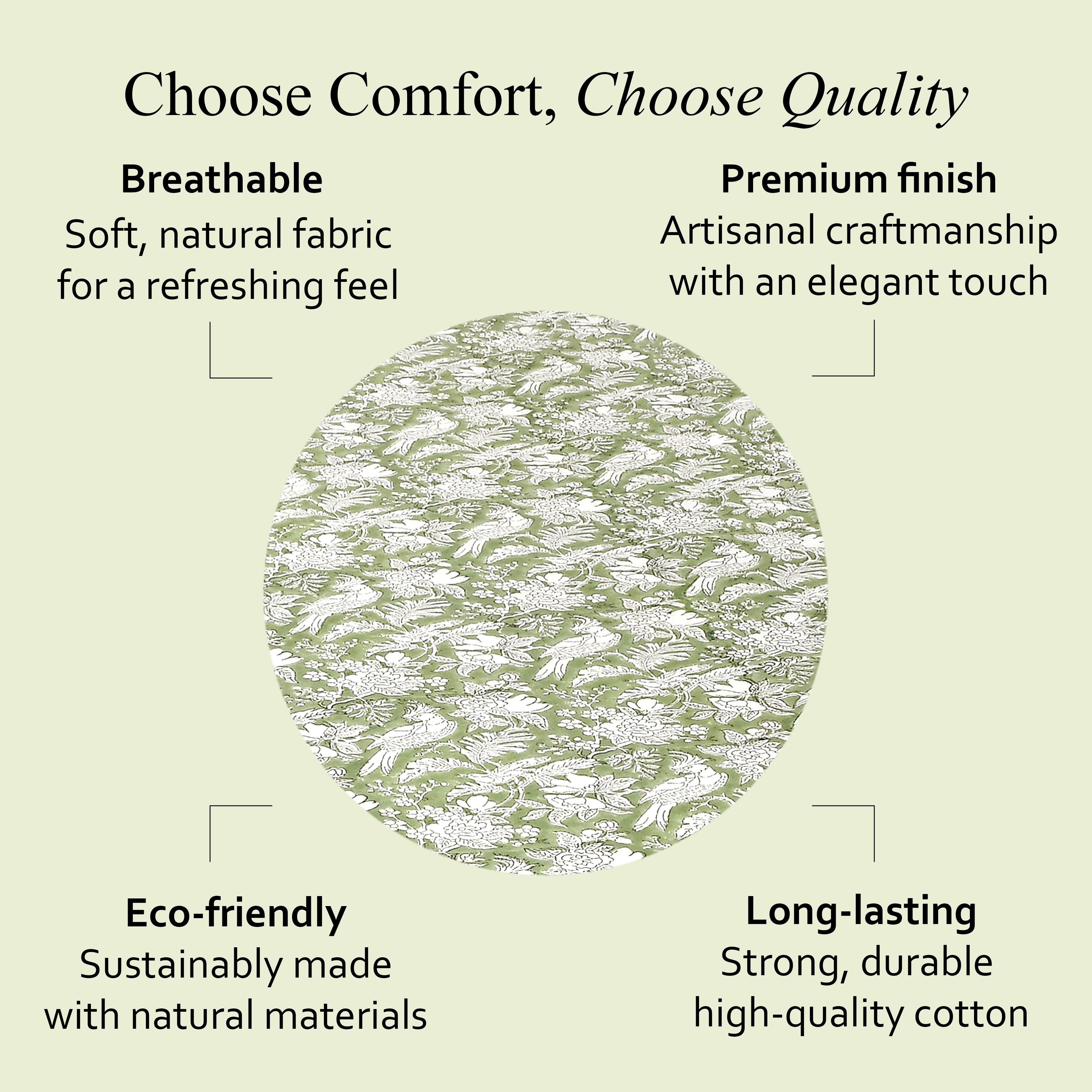 green and white round table cloth on round table with green border lining
