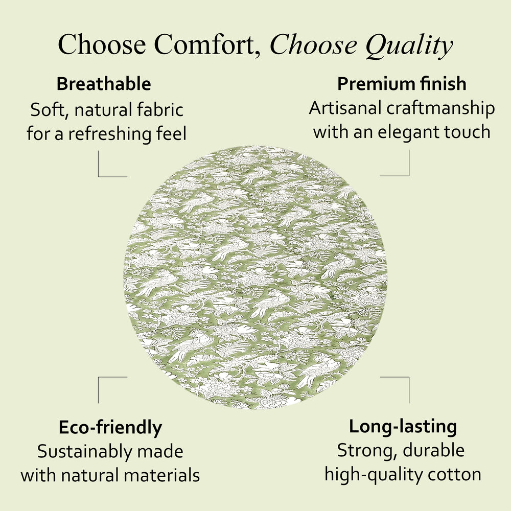 green and white round table cloth on round table with green border lining