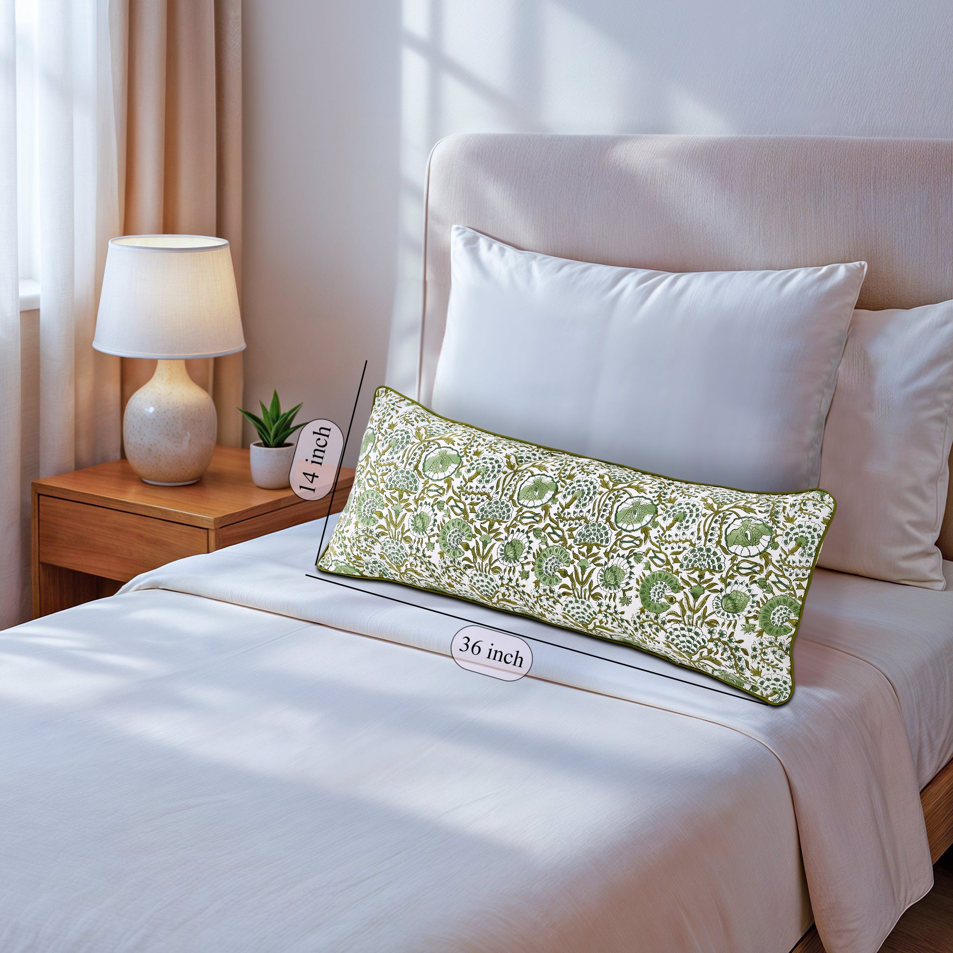 Cotton Piping Sham Cover - Agate Green