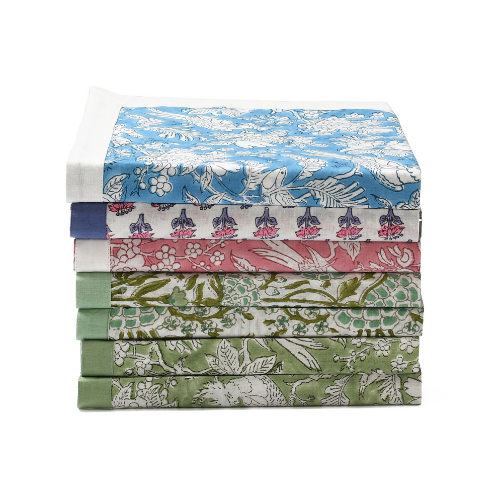 Cotton Cloth Napkins - Plain Border Mix