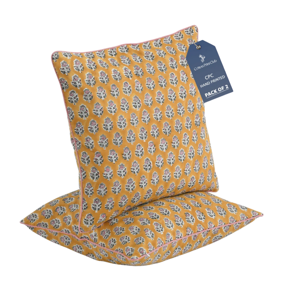 Piping Throw Pillow Covers - Yellow Citrine (Set of 2)