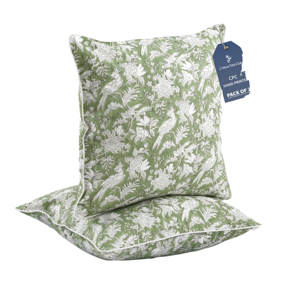 Piping Throw Pillow Covers - Olive Green (Set of 2)