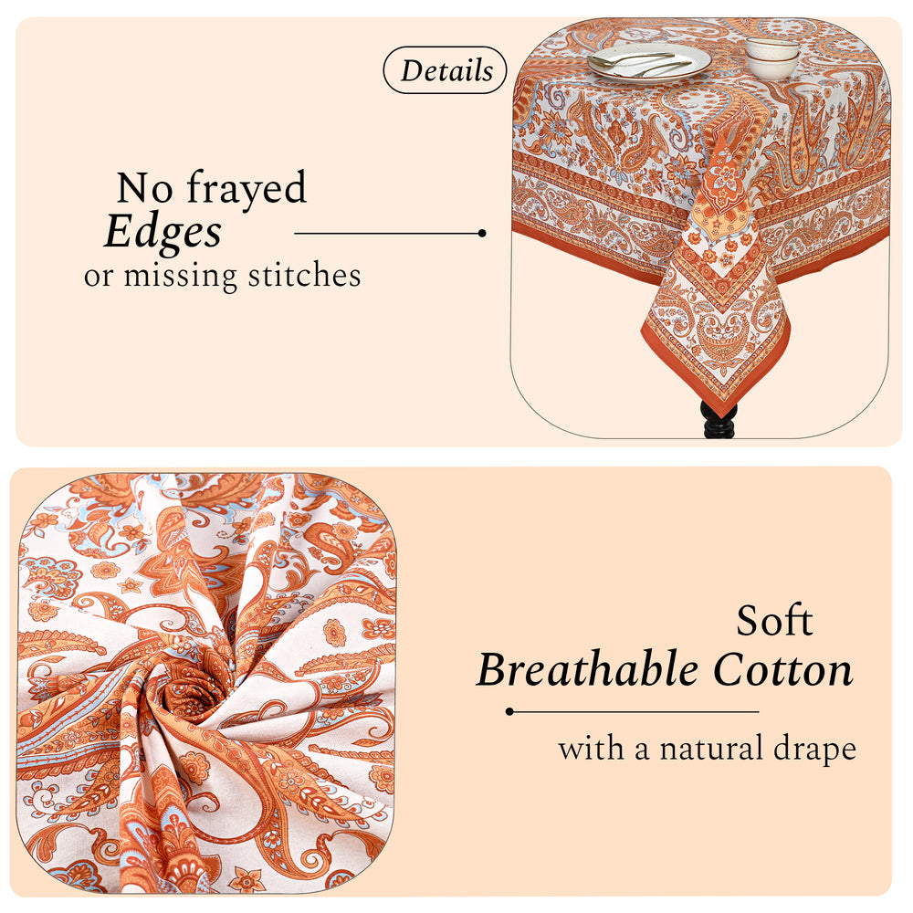 Cotton Printed Tablecloth - Fall Paisley