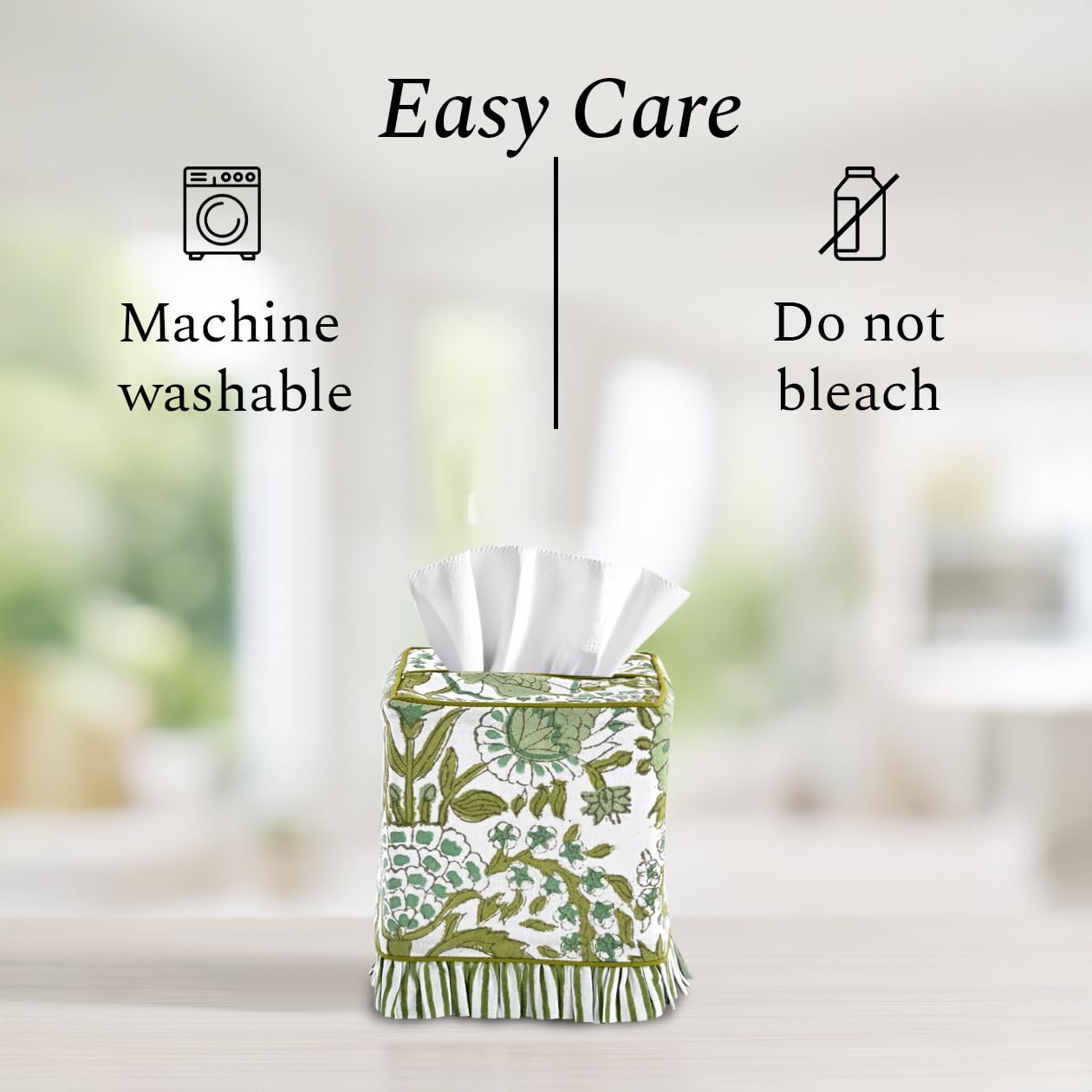 Cotton Ruffle Tissue Box Cover - Agate Green