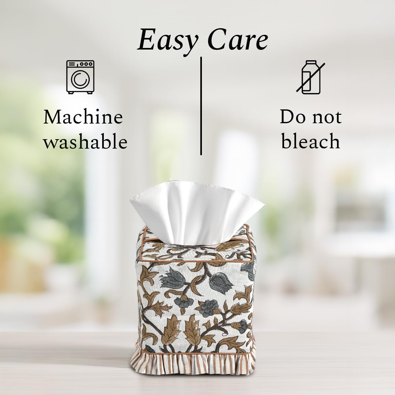 Cotton Ruffle Tissue Box Cover - Autumn Vine