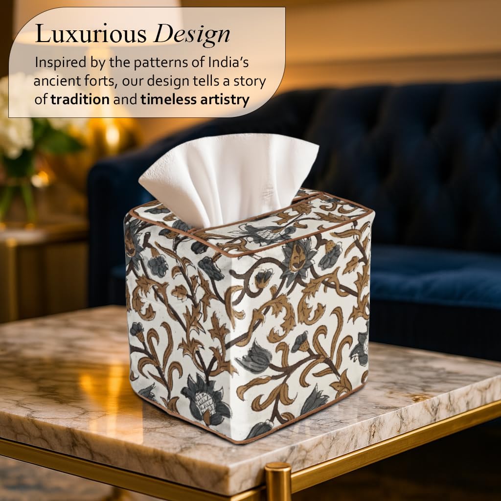 Cotton Tissue Box Cover - Autumn Vine
