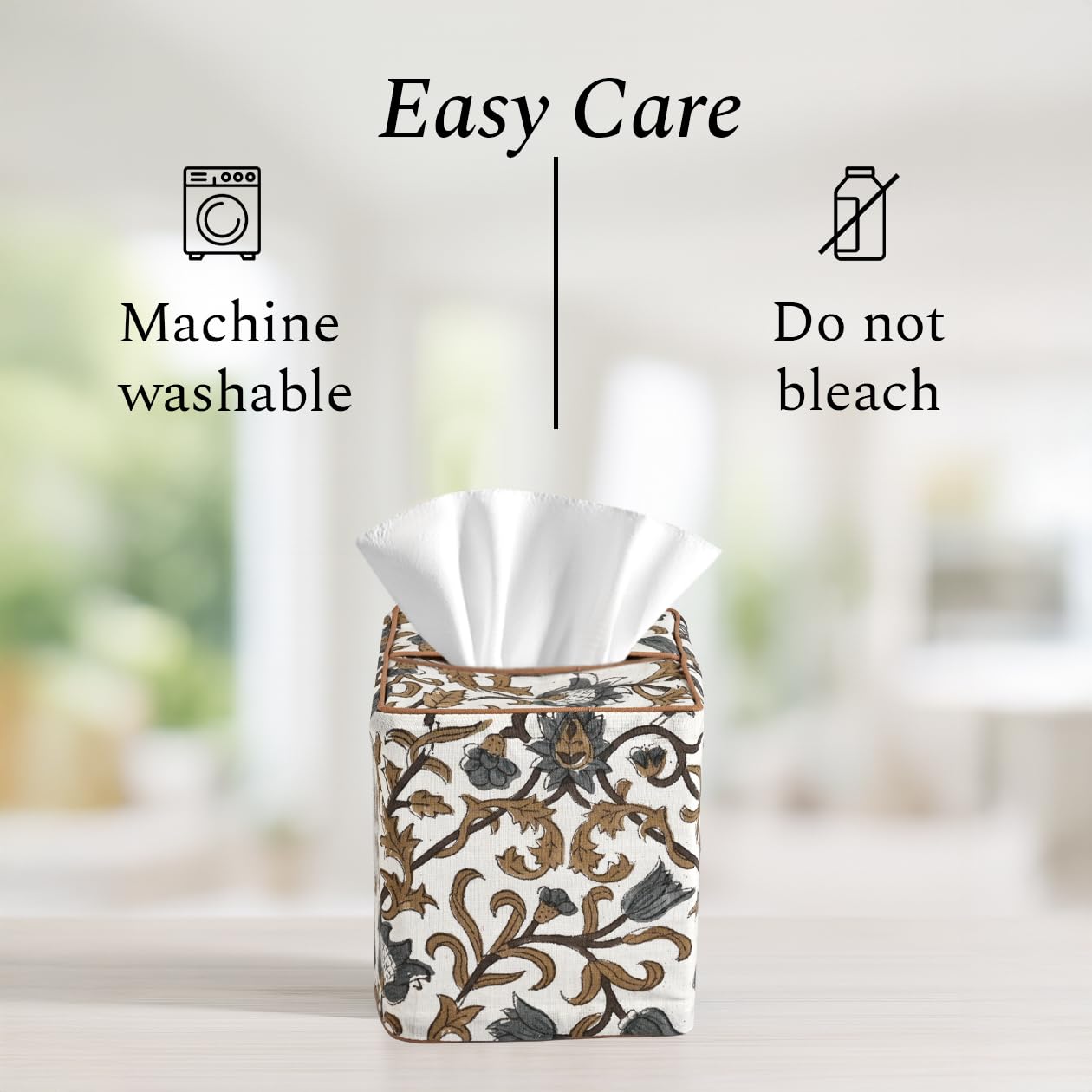 Cotton Tissue Box Cover - Autumn Vine